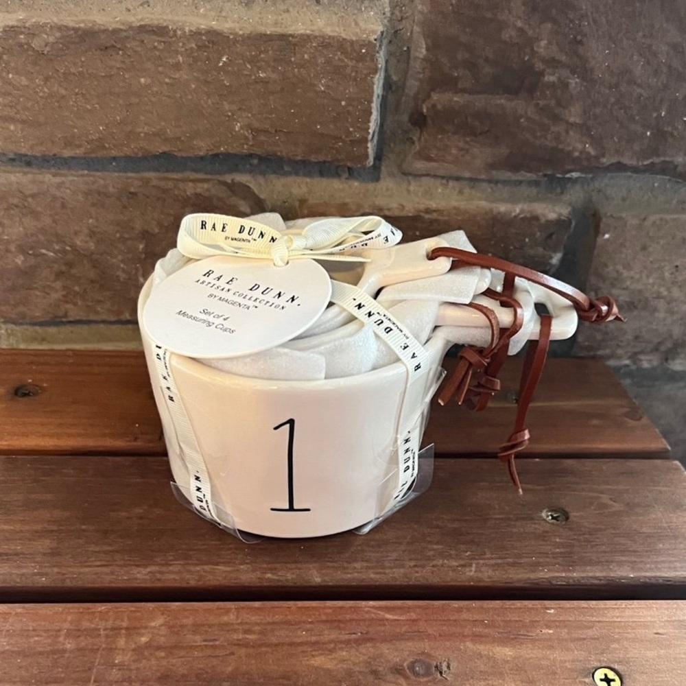 Rae Dunn Measuring Cups with Leather Straps